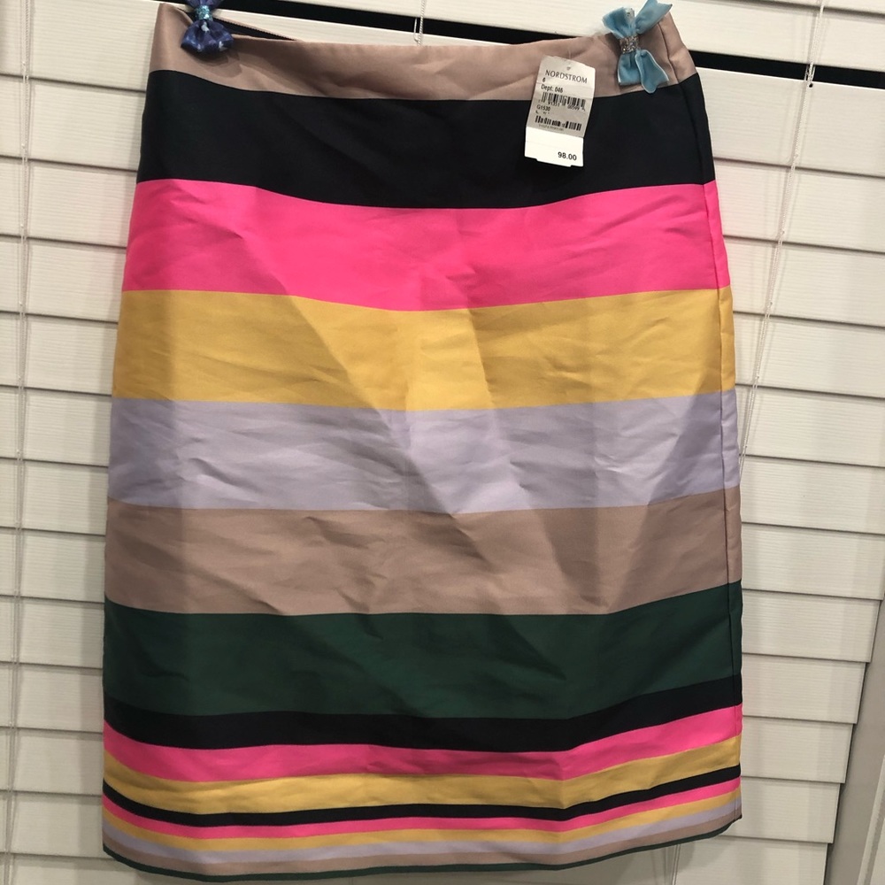 J Crew NWT multi color silky skirt size 6